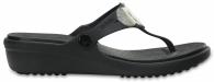 Crocs Sanrah Embellished Wedge Flip Black / Silver Metallic