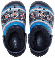  Crocs Classic Printed Lined Clog Kids Navy