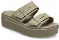 Womens Crocs Brooklyn Sandal Low Wedge Khaki