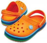 Kids Crocband™ Rainbow Band Clog Blazing Orange